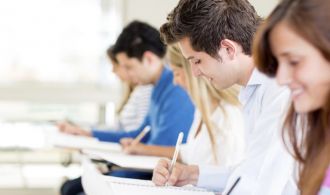 Students taking a exam