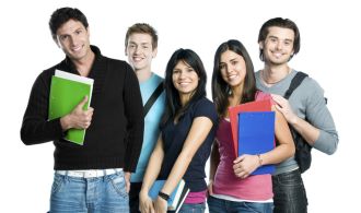 Smiling teenager students