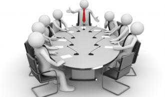 Meeting in conference room (3d isolated characters, businessmen, business concepts series)